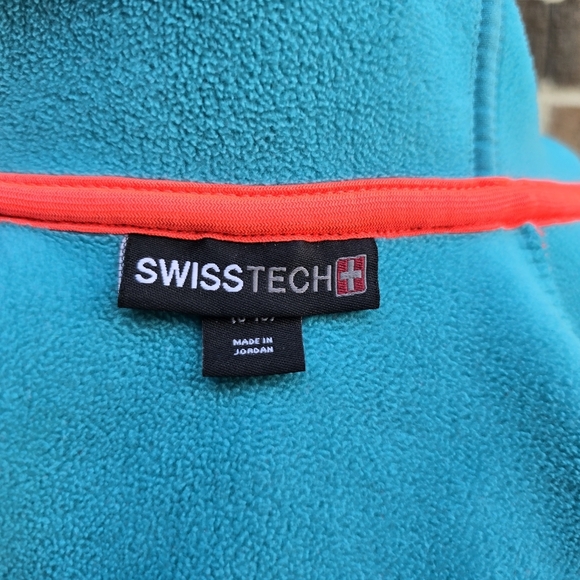 Swiss Tech Women's Vibrant Red Orange Pinkish Hoodie with Blue Trim - Picture 12 of 14